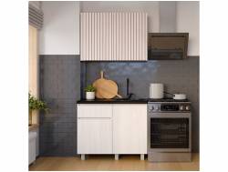 Кухня Тренд 1000 мм ясень белый фотопечать имитация реек