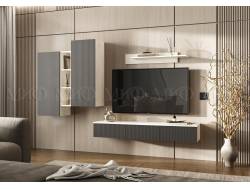 Гостиная навесная Оскар Графит, Дуб Крафт Белый