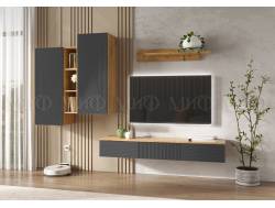 Гостиная навесная Флэш Браш Графит, Дуб Крафт