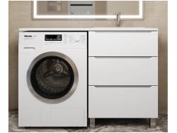 Тумба под стиральную машину Uperwood Tanos 60 см, напольная, 3 ящика, белая