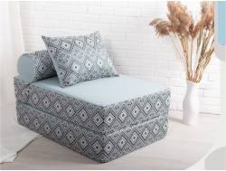 Кресло-кровать Коста голубой с принтом