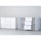 Комод Эго К-2 бетон светлый/белый глянец на цоколе