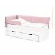 Детская мягкая кровать Denvas с бортиком и ящиками пыльная роза