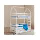 Двухъярусная кровать-домик белый 80х190 см с ящиками