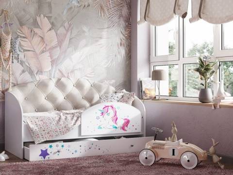 Кровать Звездочка с бортиком Белый-кофе с молоком