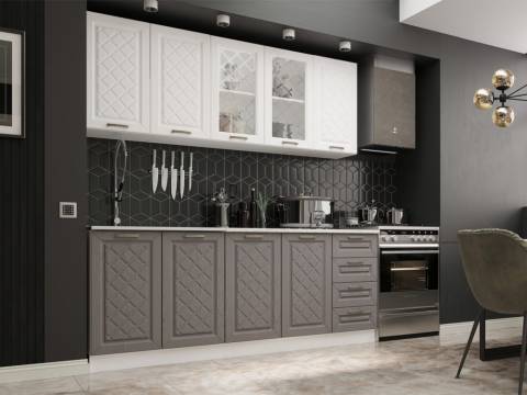 Кухня Агава МДФ 2000 акация белая-трюфель