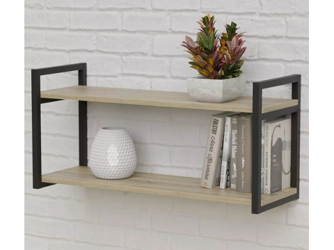 Полка металлическая ЛОФТ-1 Дуб сонома/черный матовый