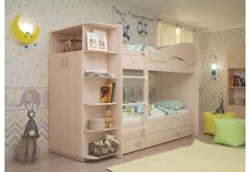 Двухъярусная кровать со шкафом Мая латофлексы дуб млечный