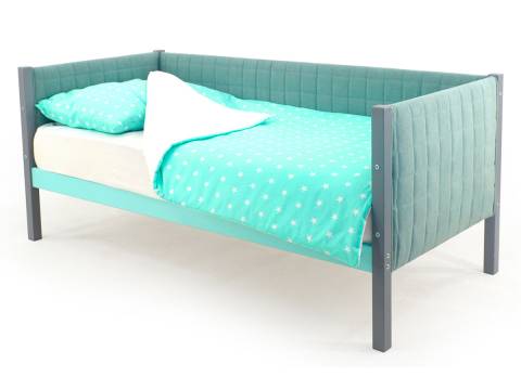 Кровать-тахта мягкая Svogen графит-мятный