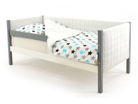 Кровать-тахта мягкая Svogen с бортиком графит-белый