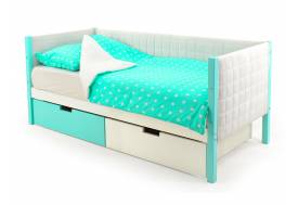 Кровать-тахта мягкая Svogen с ящиками мятно-белый