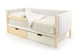 Кровать-тахта мягкая Svogen с ящиками и бортиком бежево-белый