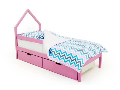 Кровать-домик мини Svogen с ящиками и бортиком лаванда