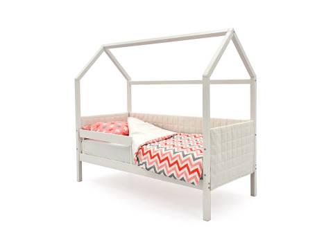 Кровать-домик мягкий Svogen с бортиком белый