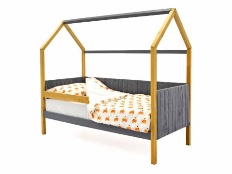 Кровать-домик мягкий Svogen с бортиком дерево-графит