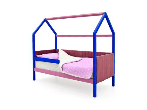 Кровать-домик мягкий Svogen с бортиком синий-лаванда