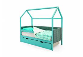 Кровать-домик мягкий Svogen с ящиками и бортиком мятный