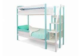 Двухъярусная кровать Svogen с бортиком мятно-белый