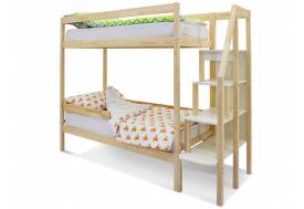 Двухъярусная кровать Svogen с бортиком натура без покрытия