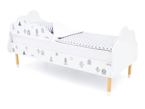 Кровать Stumpa Облако с бортиком рисунок Домики