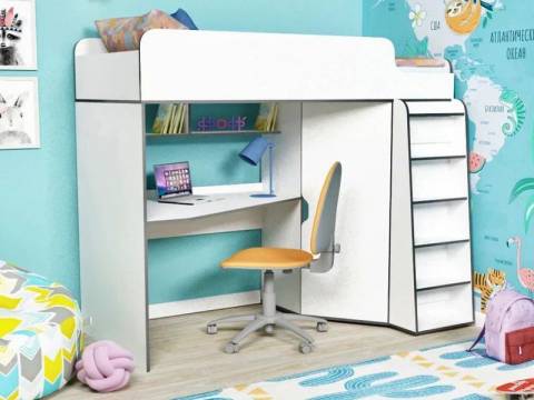 Кровать-чердак Юниор 7 белый