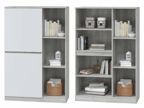 Шкаф для книг с 2 дверками Лори дуб серый