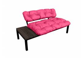 Диван Дачный со столиком розовая подушка