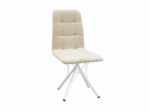 Стул Леон паутинка бежевый, белые ножки
