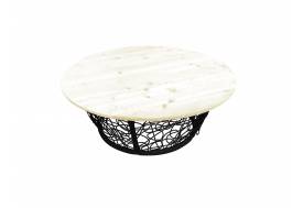 Стол Папасан круглый с ротангом чёрный