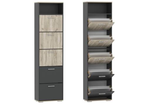 Тумба для обуви Санти НМ 013.26 Антрацит/Дуб Крафт Серый