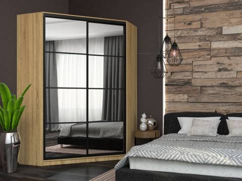 Угловой шкаф-купе Лофт фасад зеркало 3г