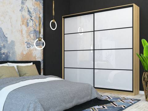 Шкаф-купе Лофт Шк24-60 2400 глубина 600 фасад МДФ белый глянец 3г