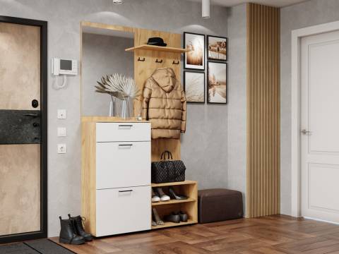 Прихожая Монтана дуб крафт золотой/белый