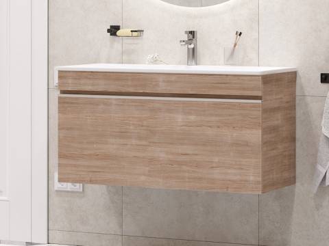 Тумба с раковиной Pulsus 100 подвесная дуб сонома