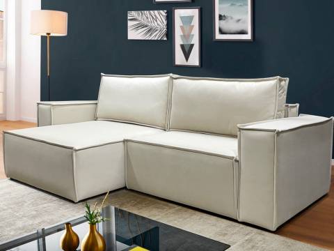 Диван с оттоманкой Бокс Vivaldi светло-бежевый велюр