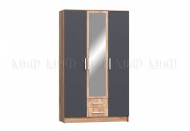 Шкаф для одежды 3-дверный Мартина Графит, Дуб крафт