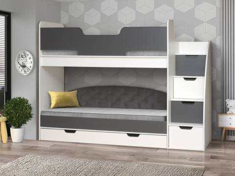 Кровать детская двухъярусная Юниор 13 лдсп белый-графит