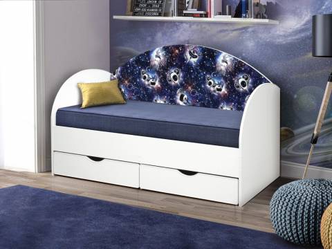 Кровать с продольной мягкой спинкой Софа №11 800х1900 космопузики