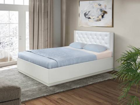 Кровать Венеция 12.2 1400 с ортопедическим основанием кожзам белый