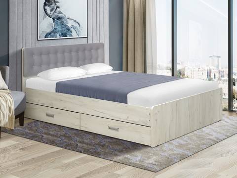 Кровать двойная №6 с ящиками 1600х2000 с мягкой спинкой