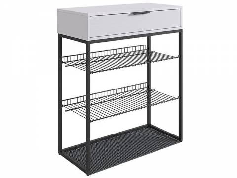 Обувница Краш черный муар/белое дерево