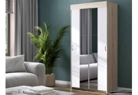 Шкаф-купе Бассо двухдверный дуб сонома-белый 2 зеркальные вставки