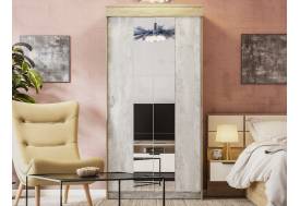 Шкаф-купе Бассо дуб крафт серый/бетон каменный 2 зеркальные вставки