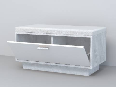 Обувница Эго Об-1 бетон светлый/белый глянец на цоколе