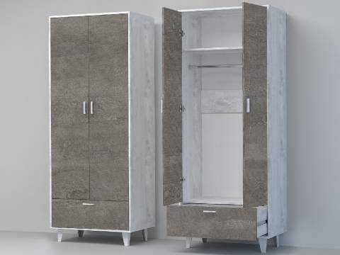 Шкаф Эго ШК-1 бетон светлый/камень темный на ножках