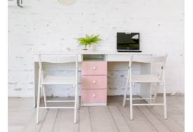 Стол письменный двухместный В 5 розовый