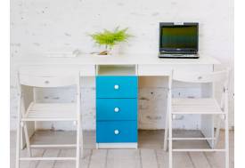 Стол письменный двухместный В 5 голубой