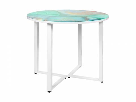 Стол Рольф 900 круглый голубой мрамор