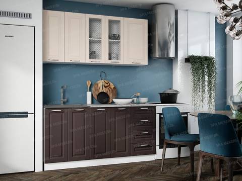 Кухонный гарнитур Вита МДФ 1600 шато крем/шато арабика