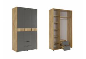 Шкаф трехдверный Адам дуб крафт золотой/графит